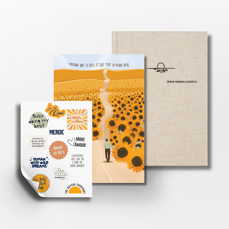 The "Self-Care" Bundle - 1 Journal + 1 Poster + 12 Stickers