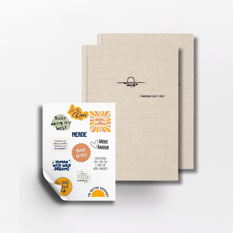 Coffret "Anxieux.se & Heureux.se" - 2 carnets + 12 stickers